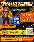 Village of Nonprofits and Business Luncheon event flyer featuring DeAuntra Sennet